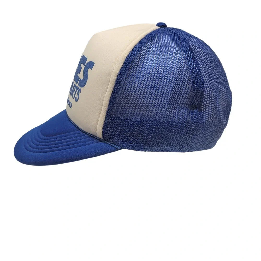 Hires Auto Parts‎ Vintage Snap Back Hat With Mesh In Back Blue And White Men's